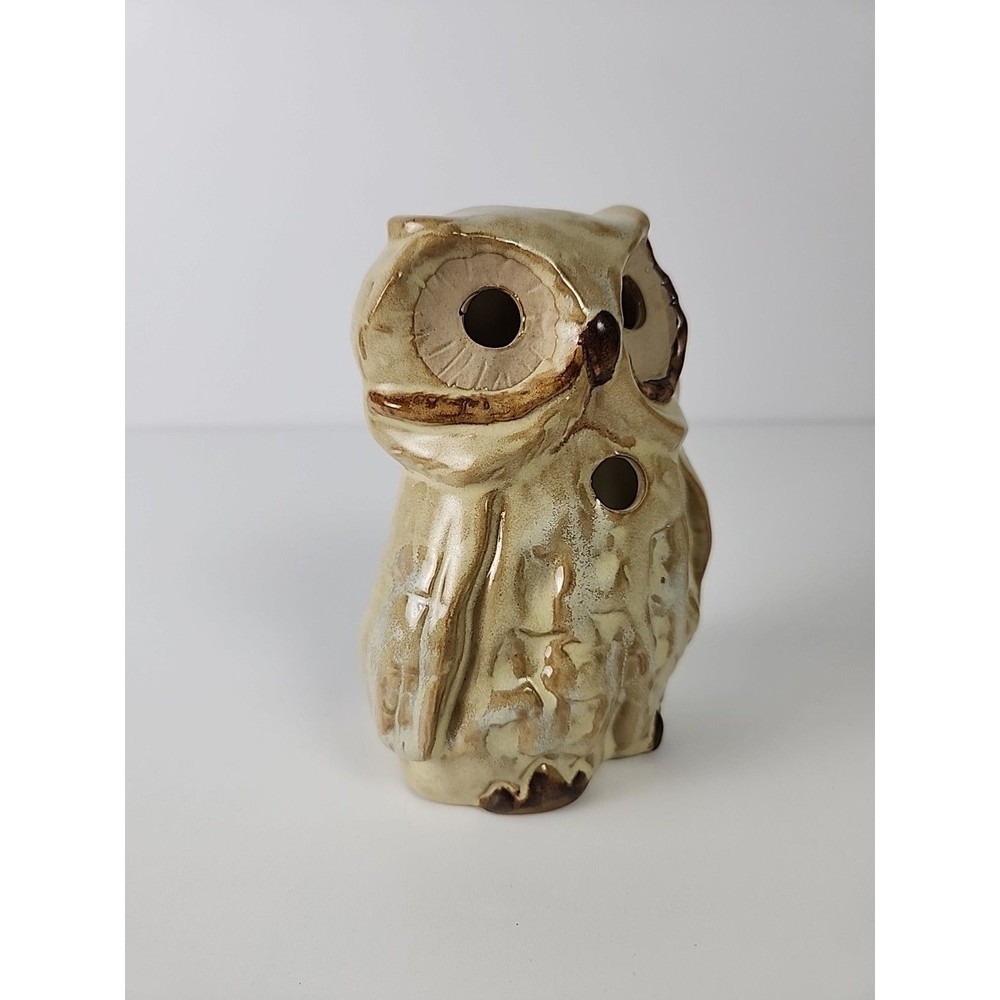 VTG Enesco Glazed Pottery Owl Tealight Candle Holder Centerpiece Table Decor - Picture 8 of 11
